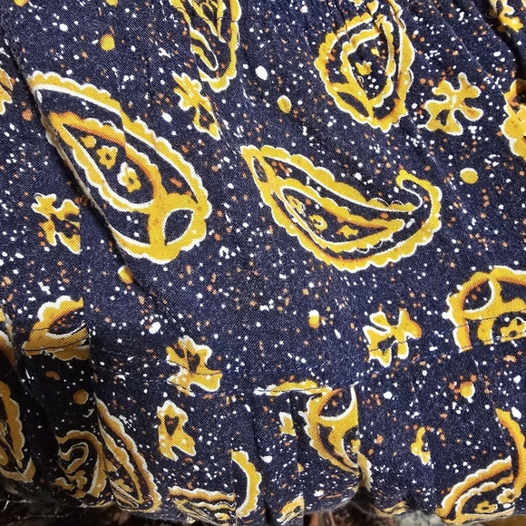 Vintage 90s Express Paisley Maxi Skirt Rayon Blue Orange Boho Gorpcore Medium - Picture 4 of 9